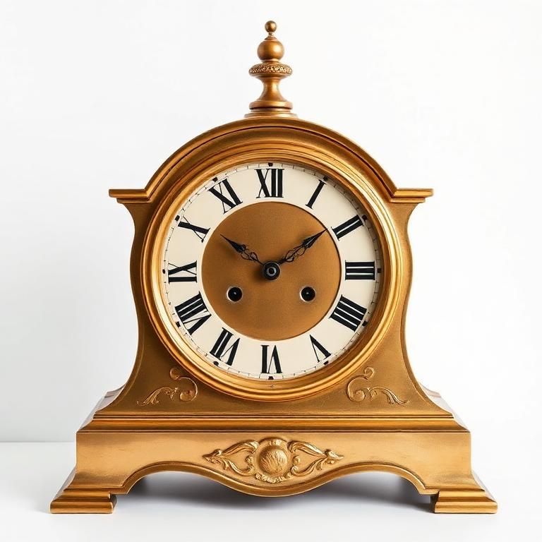 Antique gilded brass mantel clock