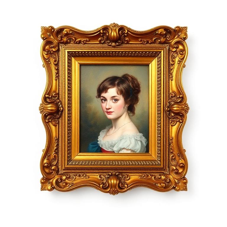 Antique oil portrait in ornate gilded frame